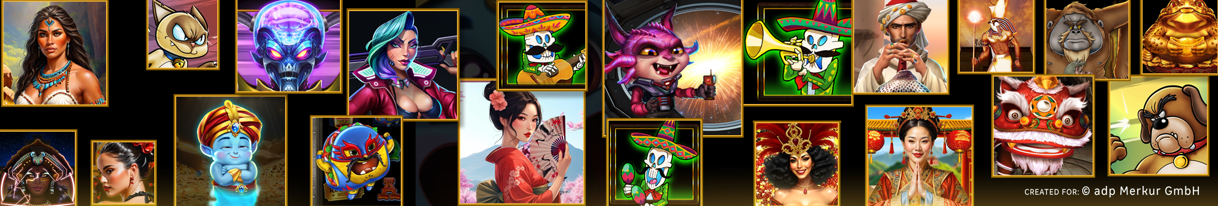 Selección de personajes y arte de videojuegos de ZINEO STUDIO. Created for: © adp Merkur GmbH.